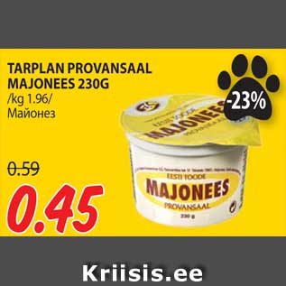 Allahindlus - TARPLAN PROVANSAAL MAJONEES 230G