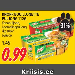 Allahindlus - KNORR BOUILLONETTE PULJONG 112G