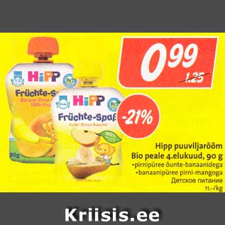 Allahindlus - Hipp puuviljarõõm Bio peale 4.elukuud, 90 g