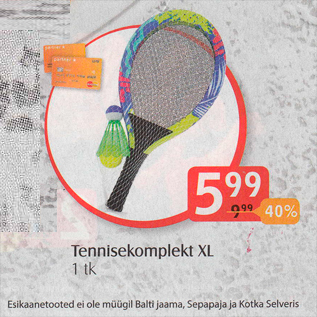 Allahindlus - Tennisekomplekt XL, 1 tk
