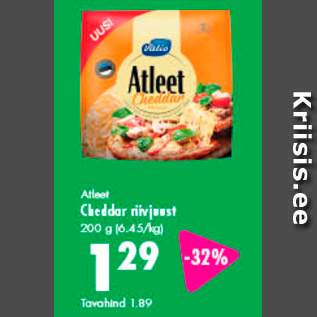 Скидка - Сыр тертый Atleet Cheddar 200 г
