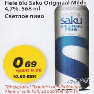 Allahindlus - Hele õlu Saku Originaal Mild