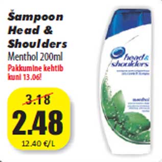 Allahindlus - Šampoon Head & Shoulders Menthol 200ml