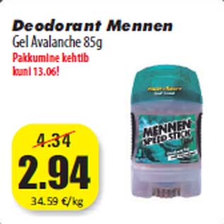 Allahindlus - Deodorant Mennen Gel Avalanche 85g