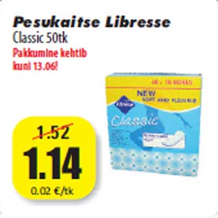 Allahindlus - Pesukaitse Libresse Classic 50tk