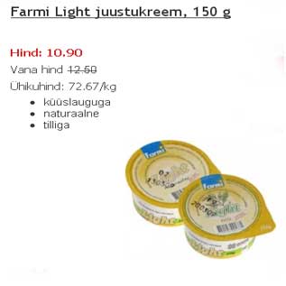 Allahindlus - Farmi Light juustukreem