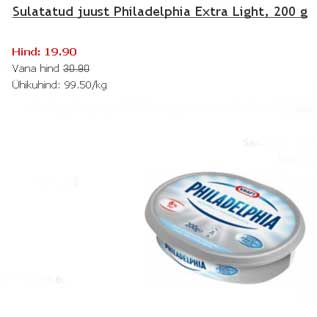 Allahindlus - Sulatatud juust Philadelphia Extra Light