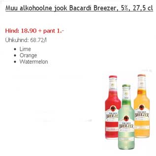 Allahindlus - Muu alkohoolne jook Bacardi Breezer