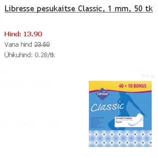 Allahindlus - Libresse pesukaitse Classic