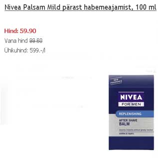 Allahindlus - Nivea Palsam Mild pärast habemeajamist