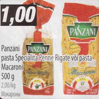 Allahindlus - Panzani pasta Specialita Pene Rigate või pasta Macaroni