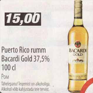 Allahindlus - Puerto Rico rumm Bacardi Gold