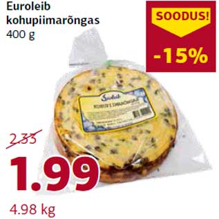 Скидка - Euroleib kohupiimarõngas 400 g