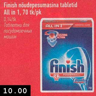 Allahindlus - Finish nõudepesumasina tabletid All in 1