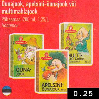 Allahindlus - Õunajook, apelsini-õunajook või multimahlajook