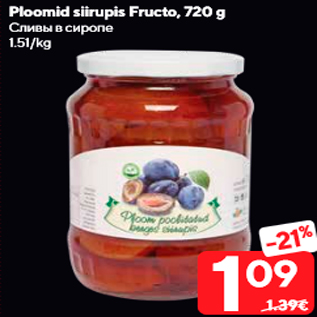 Allahindlus - Ploomid siirupis Fructo, 720 g