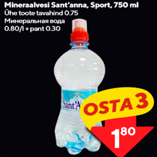 Allahindlus - Mineraalvesi Sant’anna, Sport, 750 ml