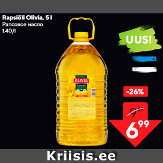 Allahindlus - Rapsiõli Olivia, 5 l