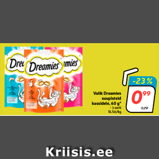 Allahindlus - Valik Dreamies suupisteid kassidele, 60 g*