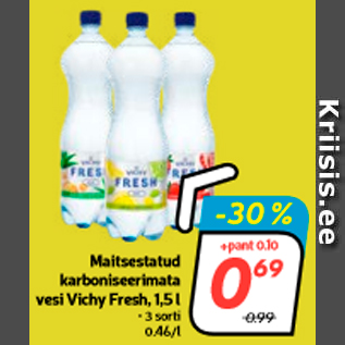 Allahindlus - Maitsestatud karboniseerimata vesi Vichy Fresh, 1,5 l