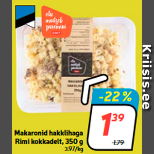 Allahindlus - Makaronid hakklihaga Rimi kokkadelt, 350 g