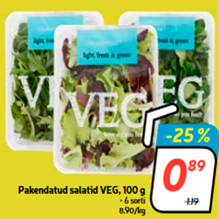 Allahindlus - Pakendatud salatid VEG, 100 g
