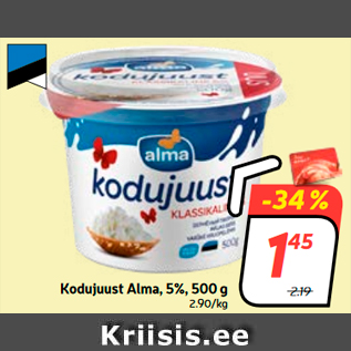 Allahindlus - Kodujuust Alma, 5%, 500 g