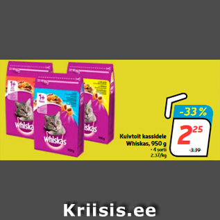 Allahindlus - Kuivtoit kassidele Whiskas, 950 g