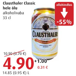 Allahindlus - Clausthaler Classic hele õlu