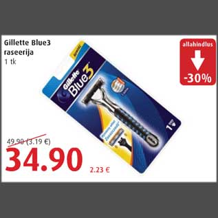 Allahindlus - Gillette Blue3 raseerija
