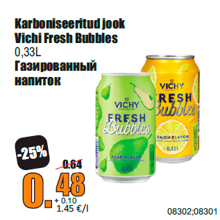 Allahindlus - Karboniseeritud jook Vichi Fresh Bubbles 0,33L