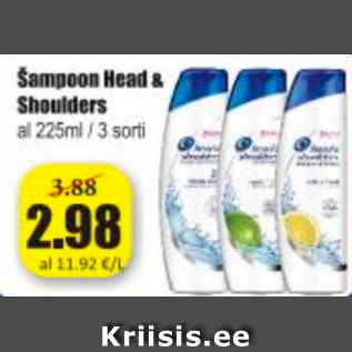 Allahindlus - Šampoon Head & Shoulders