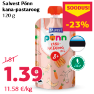 Allahindlus - Salvest Põnn kana-pastaroog 120 g