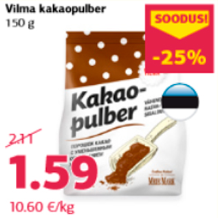 Allahindlus - Vilma kakaopulber 150 g