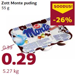 Allahindlus - Zott Monte puding 55 g