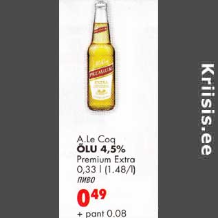 Allahindlus - A.Le Cog õlu 4,5%