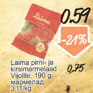 Allahindlus - Laima pirni- ja kirsimarmelaad Vijolite, 190 g