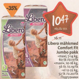 Allahindlus - Libero mähkmed Comfort Fit Jumbo pakk
