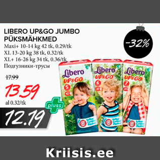 Allahindlus - LIBERO UP&GO JUMBO PÜKSMÄHKMED