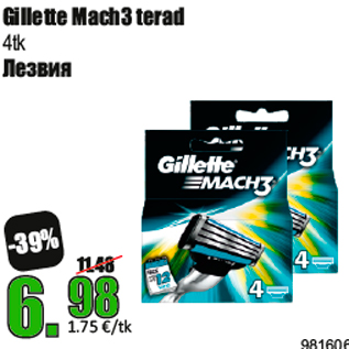 Allahindlus - Gillette Mach3 terad 4tk