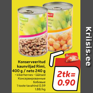 Allahindlus - Konserveeritud kaunviljad Rimi, 400 g / neto 240 g