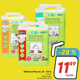 Allahindlus - Mähkmed Muumi, 36 - 58 tk
