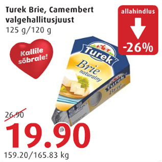 Allahindlus - Turek Brie, Camembert valgehallitusjuust