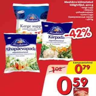 Allahindlus - Maahärra külmutatud köögiviljad, 400 g •kerge supp •kiirpada •pühapäevapada •suvine segu