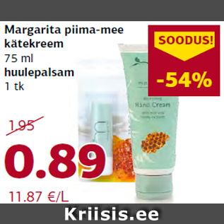 Allahindlus - Margarita piima-mee kätekreem 75 ml huulepalsam 1 tk