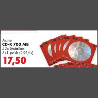Allahindlus - Acme CD-R 700 MB 52x ümbrikus