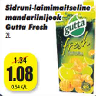 Скидка - Мандарин напиток Gutta Fresh 2 со вкусом лимона и лайм