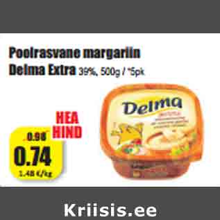 Скидка - Маргарин Delma Extra 39%, 500г