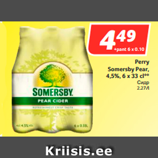 Allahindlus - Perry Somersby Pear, 4,5%, 6 x 33 cl**