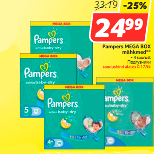 Allahindlus - Pampers MEGA BOX mähkmed**